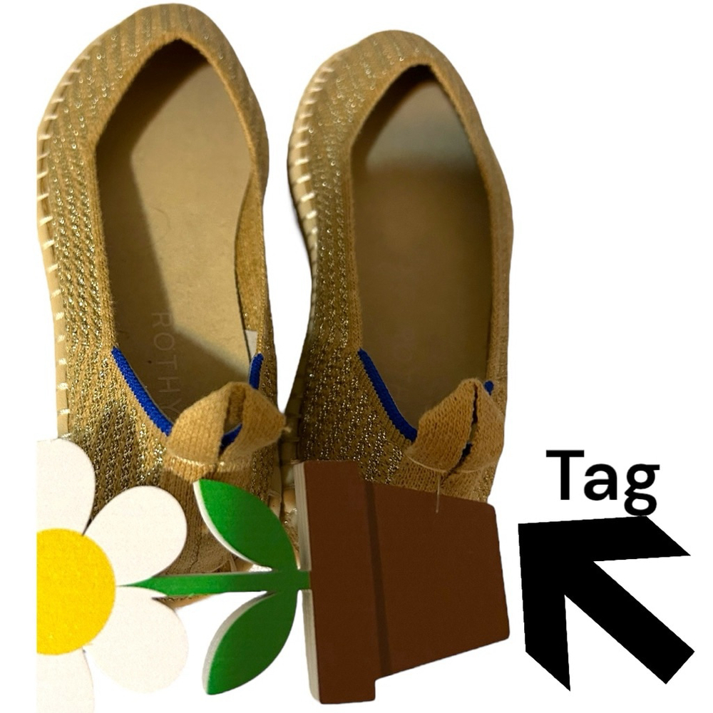 Rothy's The Espadrille Gold Stripe Flat Slip On Shoes - Picture 10 of 11